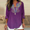 Comstylish Women's Viking Art Linen Print Casual Shirt