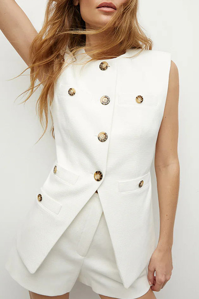 Daily Buttons Slit O Neck Waistcoats