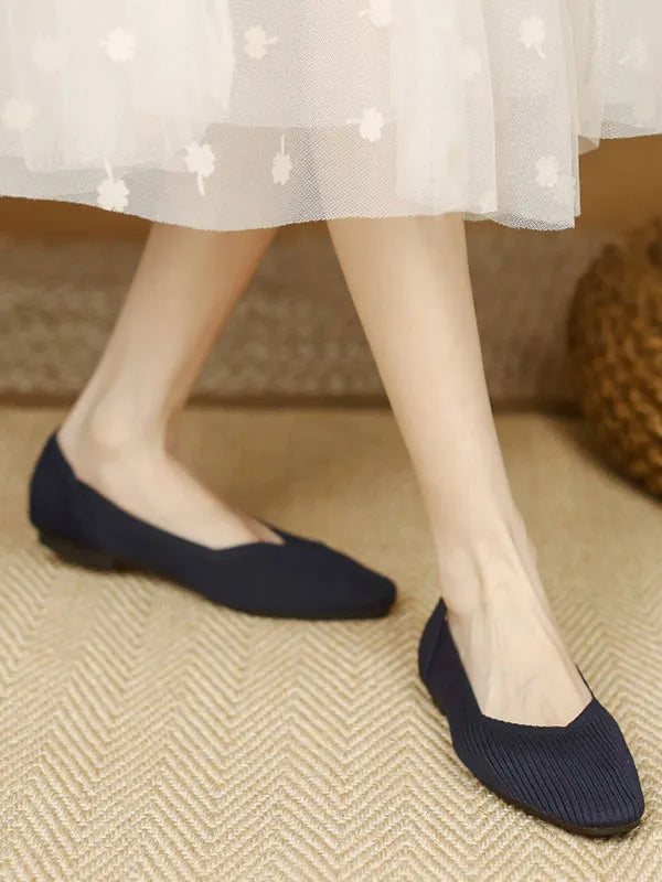 Color Square-toe Flats Shoes