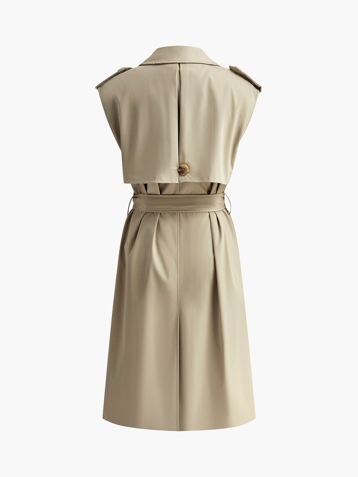 Sleeveless Belted Long Trench Coat