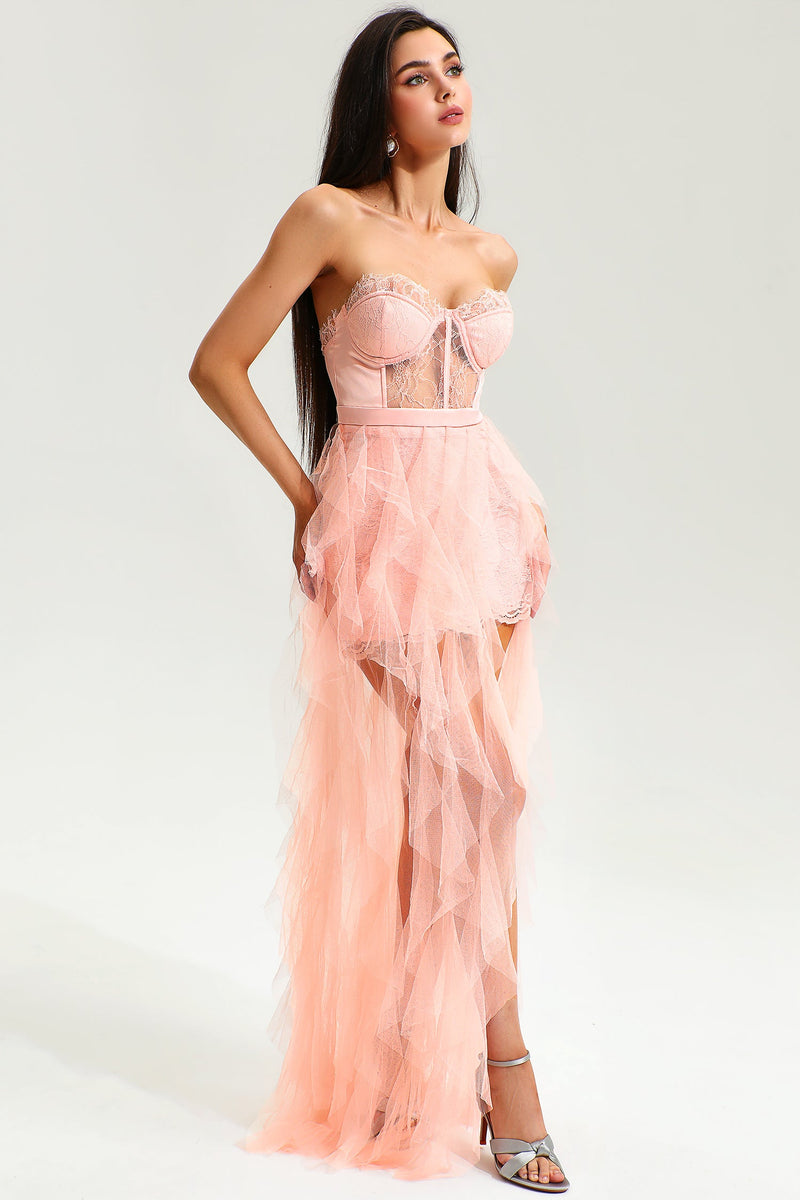 Tube Top Backless Irregular Maxi Dress