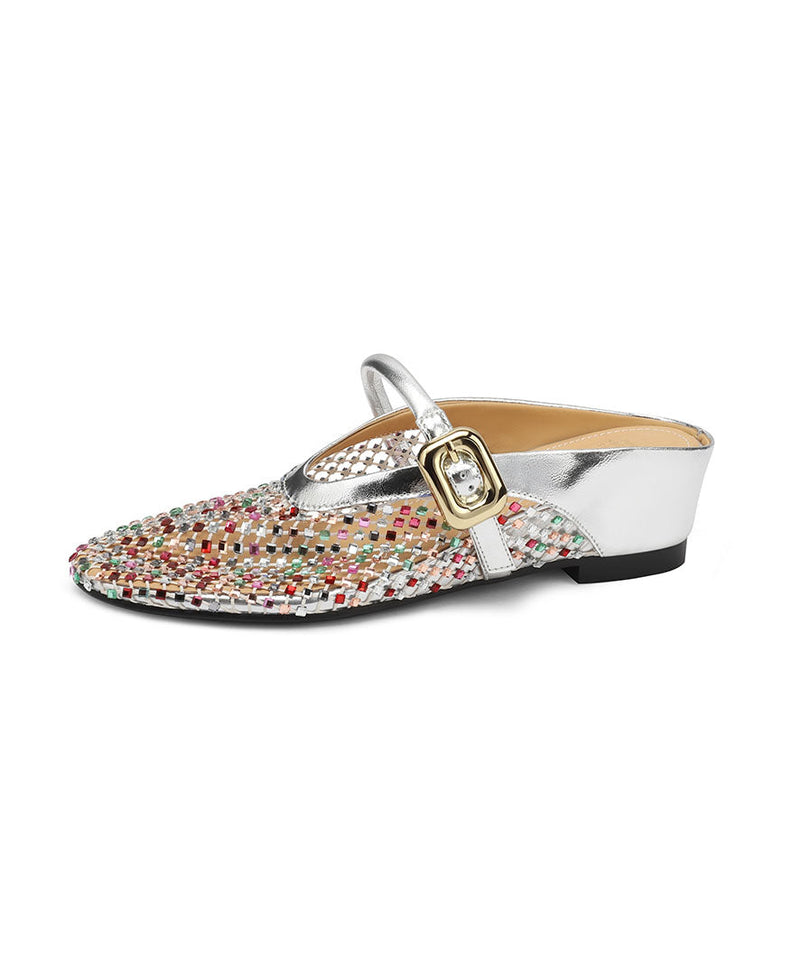 Boutique Gold Hollow Out Zircon Wedge Slide Sandals Qk041
