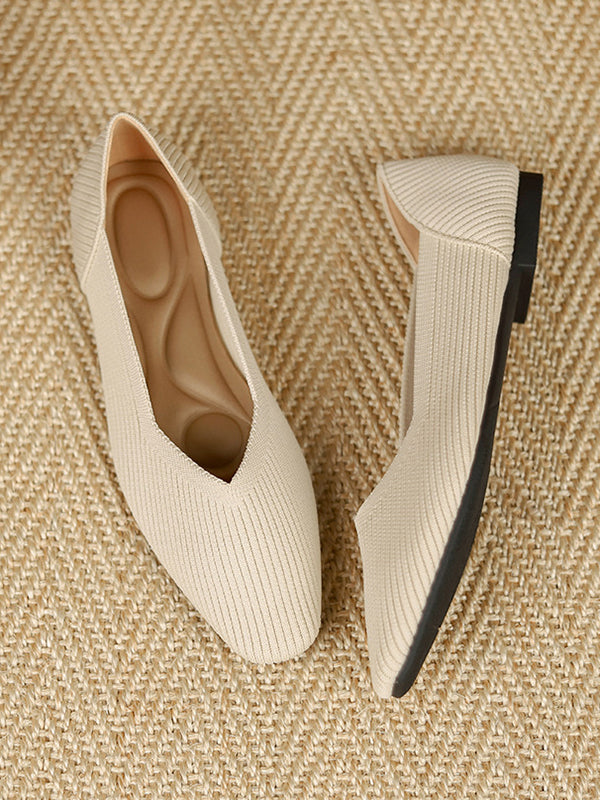 Color Square-toe Flats Shoes