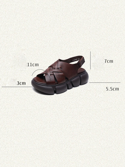 Summer Leather Spliced Platform Sandals Ui1026