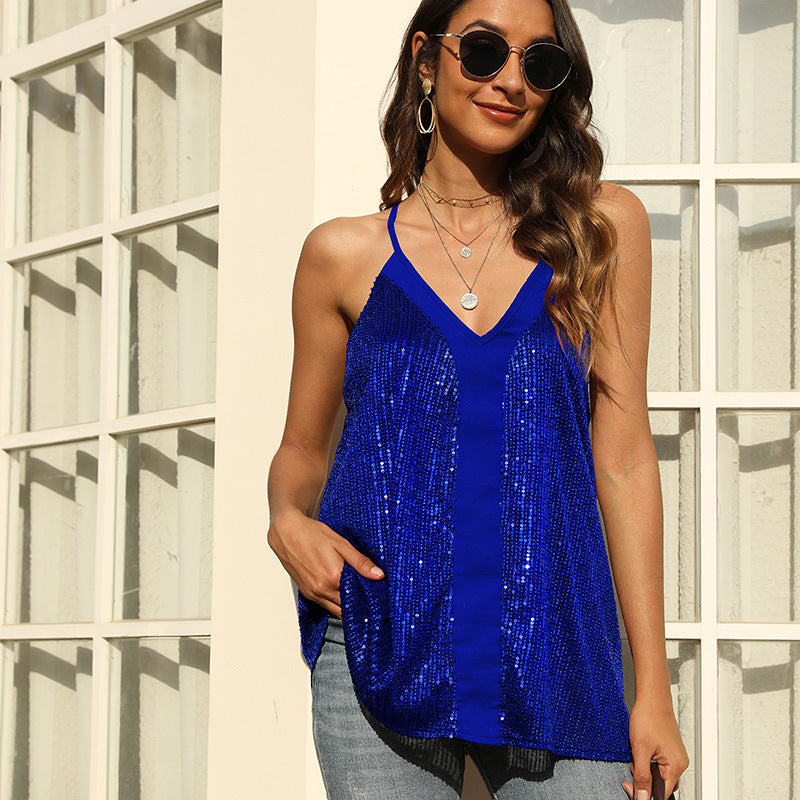 Azure Sequin Camisole Top