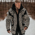 Men's Viking Celtic Pattern Art Cozy Knit Hooded Cardigan artswardrobe