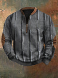 Men's Vintage Knit Print Zip-Up Sweatshirt elevenforest