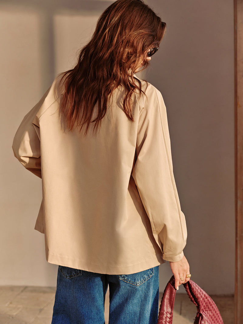 Button Down Lapel Trench Coat