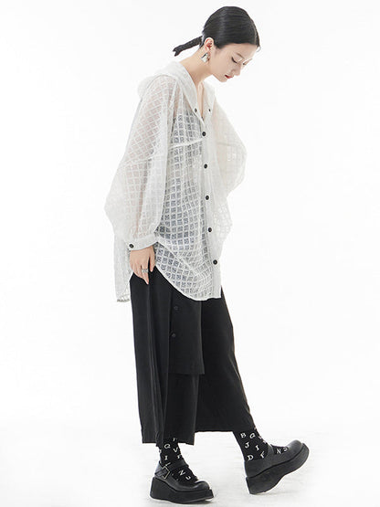 Loose Batwing Sleeves Sun Protection See-through Blouse