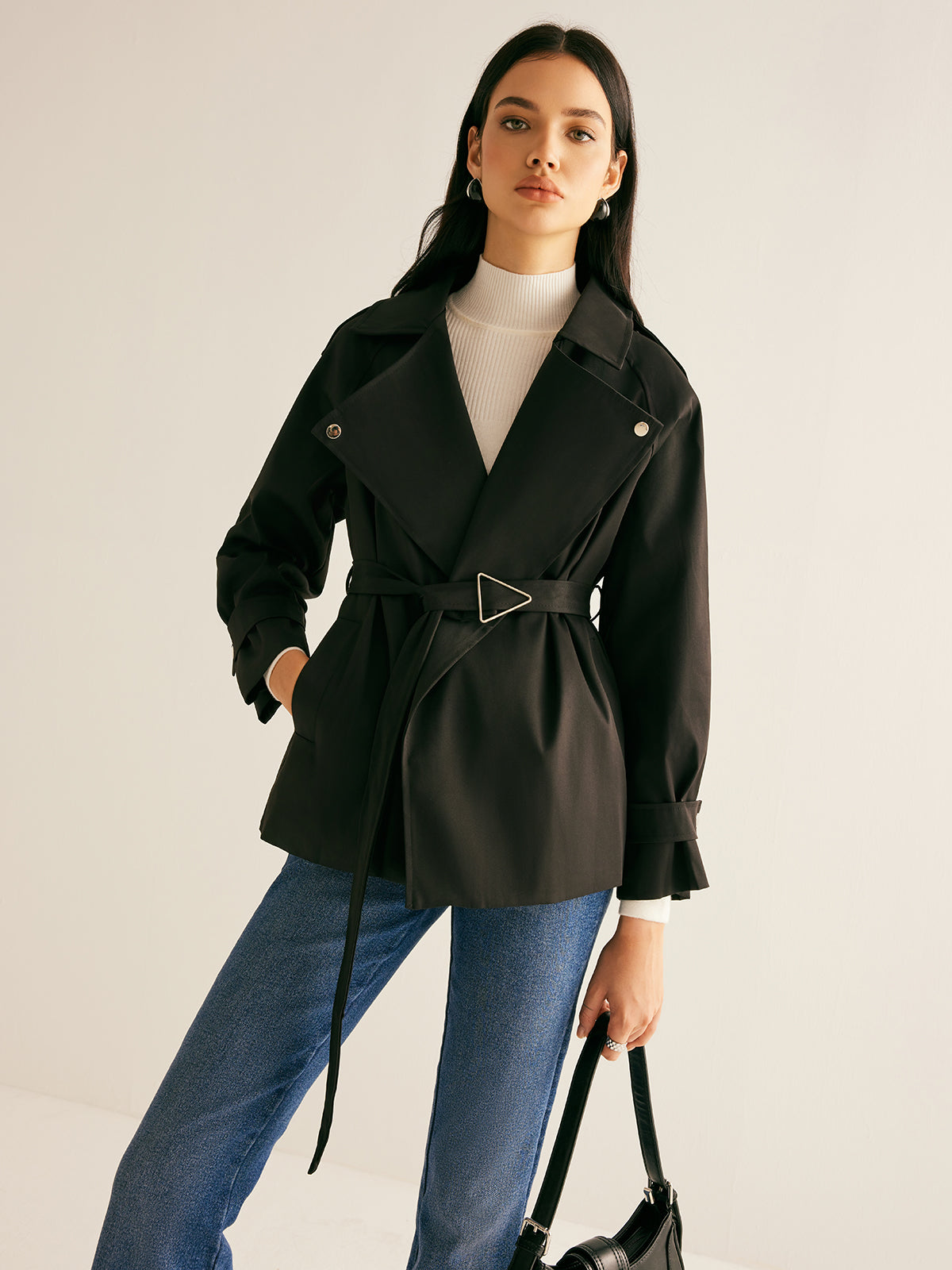 Lapel Belted Trench Coat