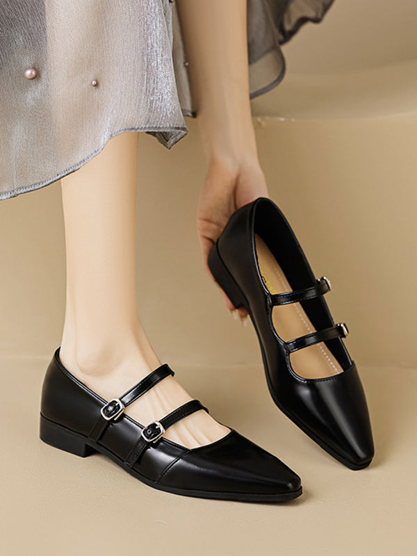 Pointed-toe Shallow Cut Split-joint Flat Shoes