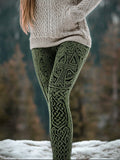 Vintage Irish Celtic Cross Cozy Knit Leggings artswardrobe