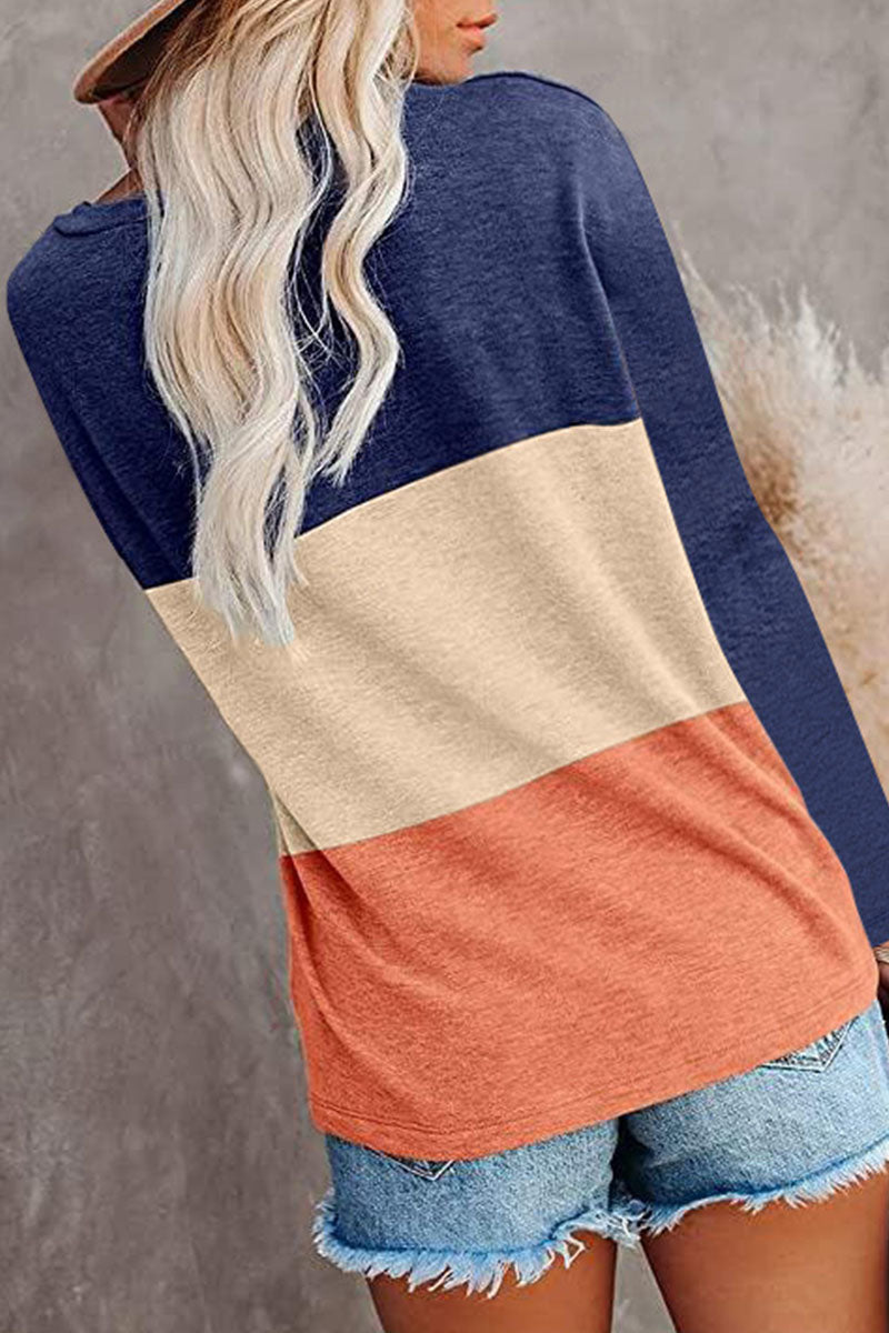 Split Joint O Neck T-shirts(6 Colors)