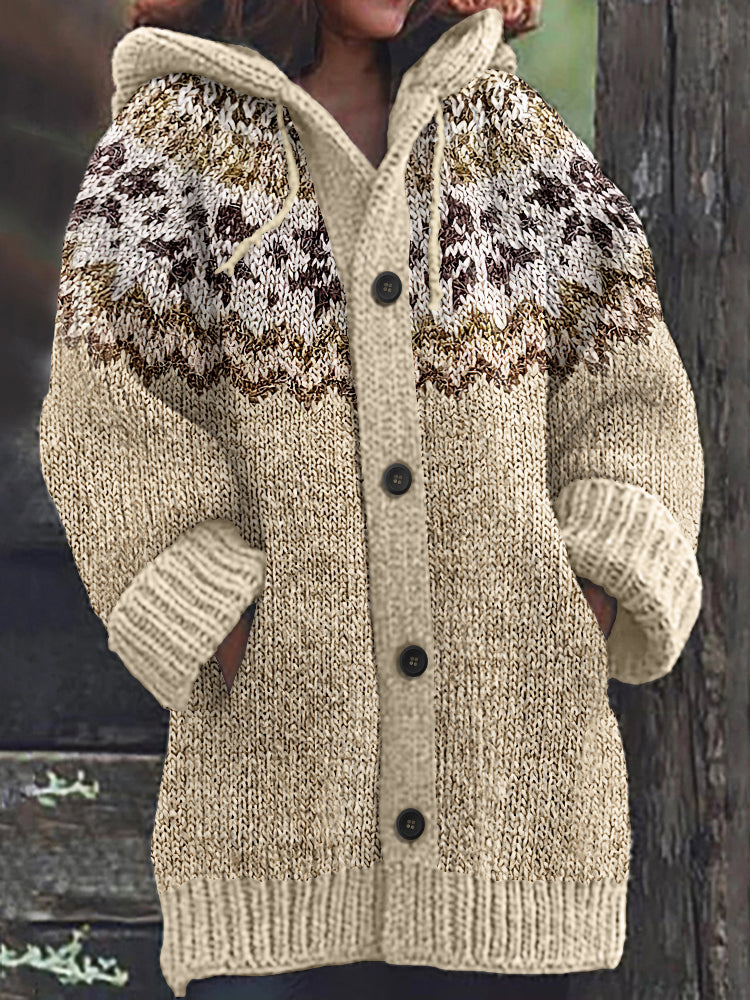 Vintage Knitted Jacquard Fairman Pattern Cozy Cardigan Sweater elevenforest