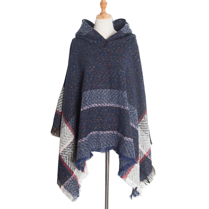 Vintage Herringbone Hooded Pullover Shawl elevenforest