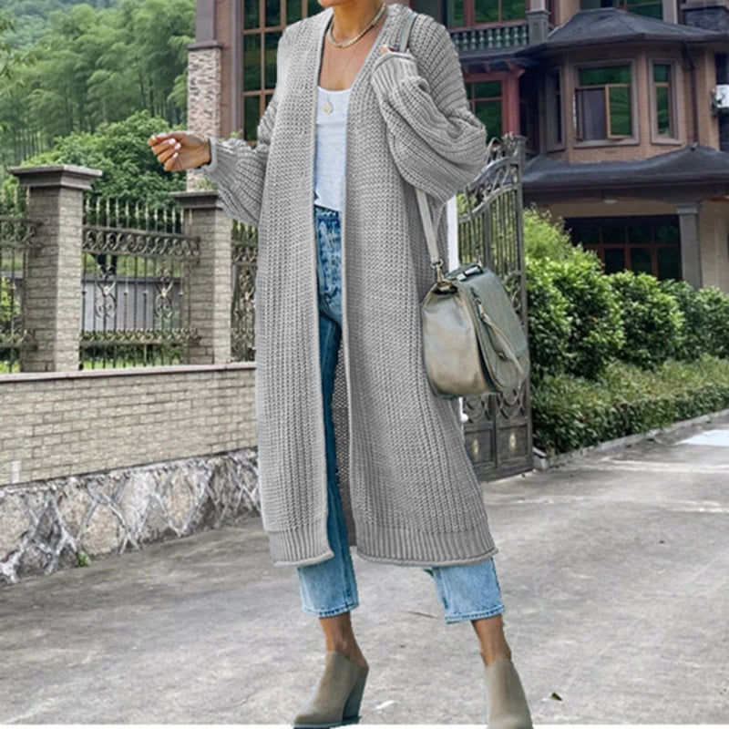 Vintage Long Sleeve Sweater Solid Color Cardigan elevenforest