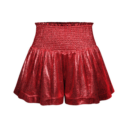 Choose to Sparkle Metallic Shorts - Red