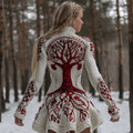 Women's Vintage Viking Tree Of Life Sequined Knitted Warm Turtleneck Mini Skirt artswardrobe