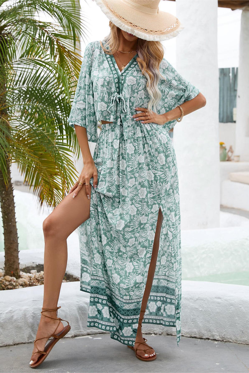 V-neck Slit Maxi Dress