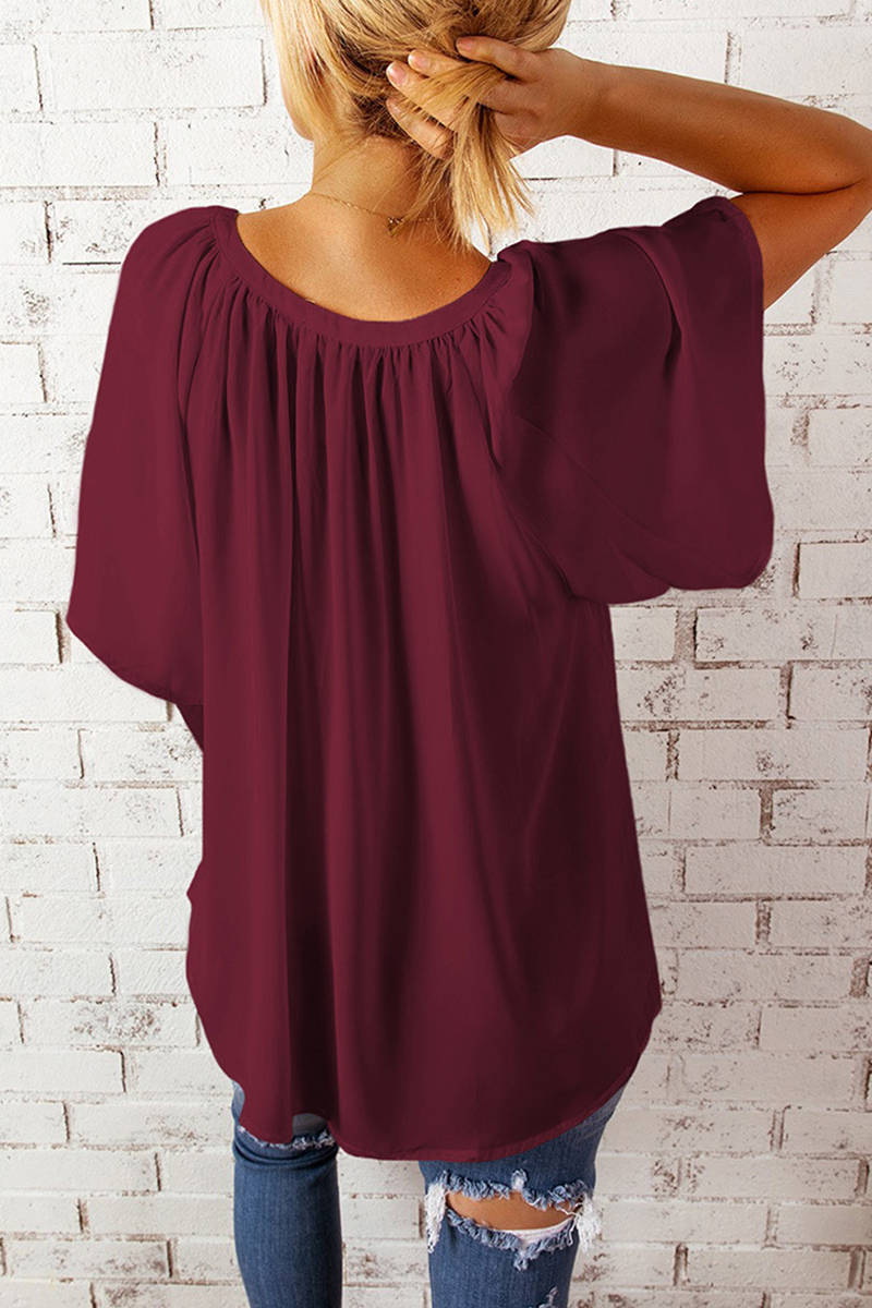 Split Joint V Neck T-shirts(6 Colors）