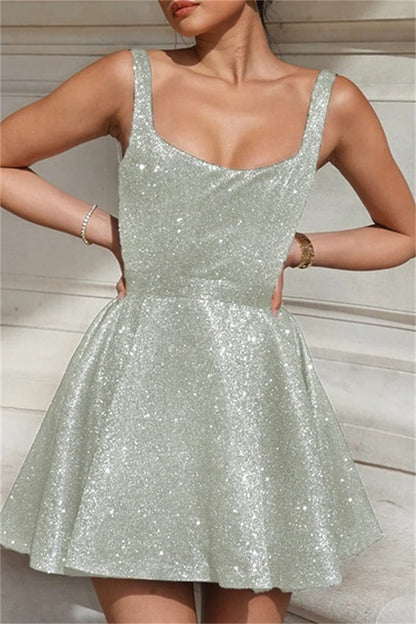 Color Backless U Neck Vest Dresses