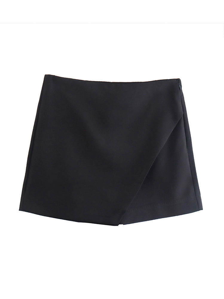 New Candy Color Asymmetrical Shorts Skirts Lady Zipper Fly Pockets Hot Shorts Pantalone