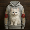Comstylish Women's Cute Cat With Floral Art Hoodie