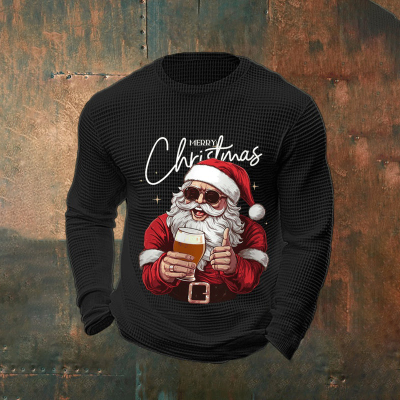 Comstylish Men's Merry Christmas Santa Claus Print Casual Sweatshirt
