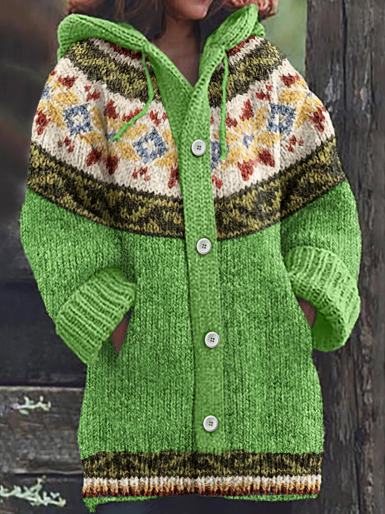 Vintage Tribal Icelandic Pattern Cardigan Sweater elevenforest