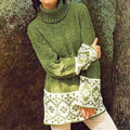 Women'S Warm Lace Design Turtleneck Aran Sweater elevenforest