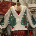 Cute Christmas Tree Jacquard Vintage Knit Cardigan artswardrobe