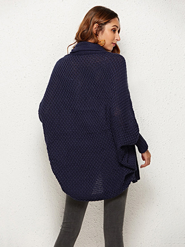 Batwing Sleeves Loose Color Cardigan Tops