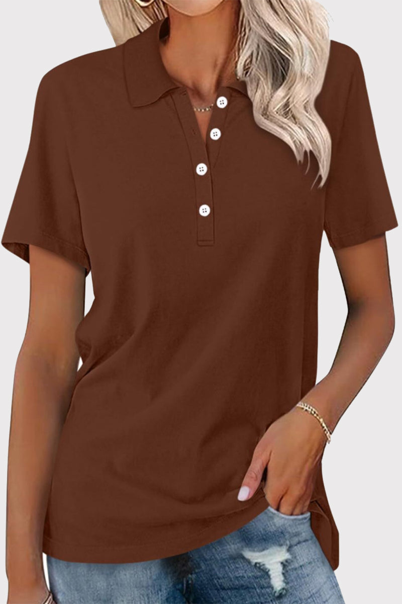 Simplicity Buckle Turndown Collar T-shirts