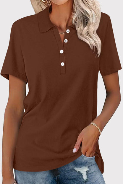 Simplicity Buckle Turndown Collar T-shirts