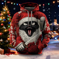 Comstylish Men's Christmas Black Cat Japanese Calligraphy Art Print Casual Hoodie