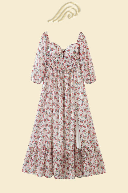 Helena Printed Embroidered Off-shoulder Maxi Dress