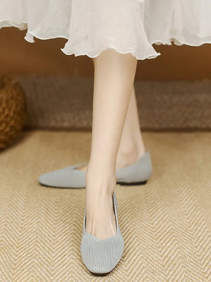 Color Square-toe Flats Shoes