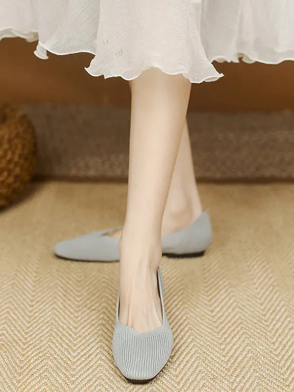 Color Square-toe Flats Shoes
