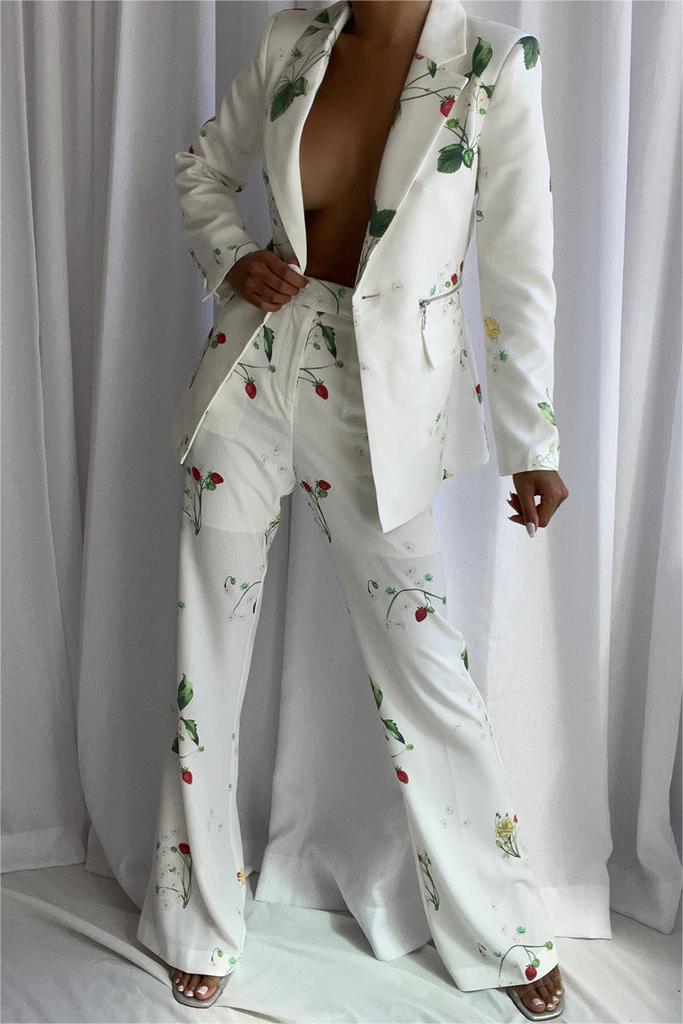Printed Blazer and Pants Set