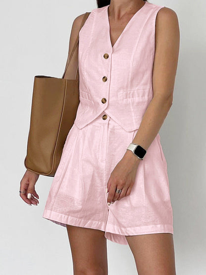 Cotton & Linen Tailored Shorts Set