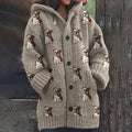 Comstylish Cute English Bulldog Applique Embroidery Art Cozy Hooded Cardigan Sweater
