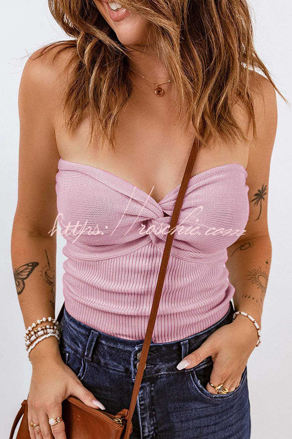 Tube Knit Ribbed Slim Backless Tank Top