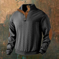 Men's Vintage Cable Knit Button Casual Sweatshirt elevenforest