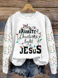 Comstylish Women's My Favorite Christmas Light Is Jesus Print Sweatshirt