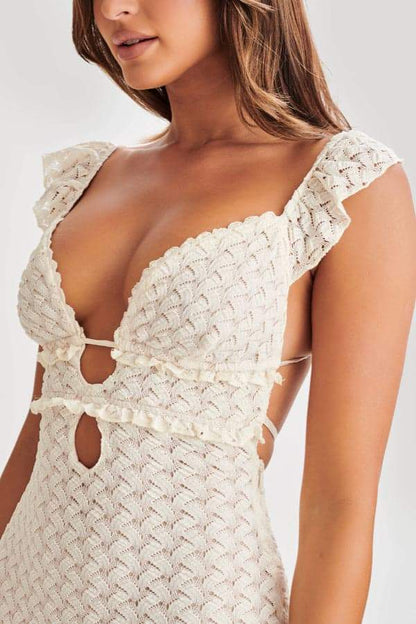 Sweetheart Neck Sleeveless Lace Up Midi Dress