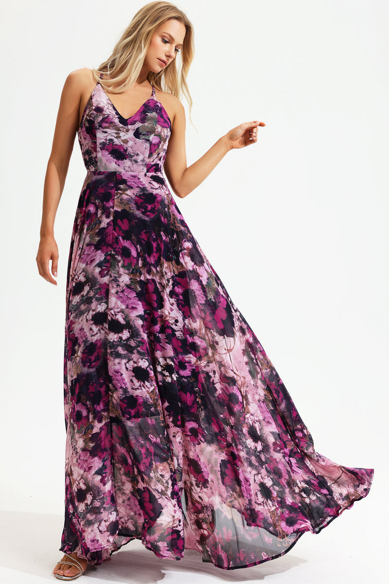 Cami V-neck Backless Maxi Dress