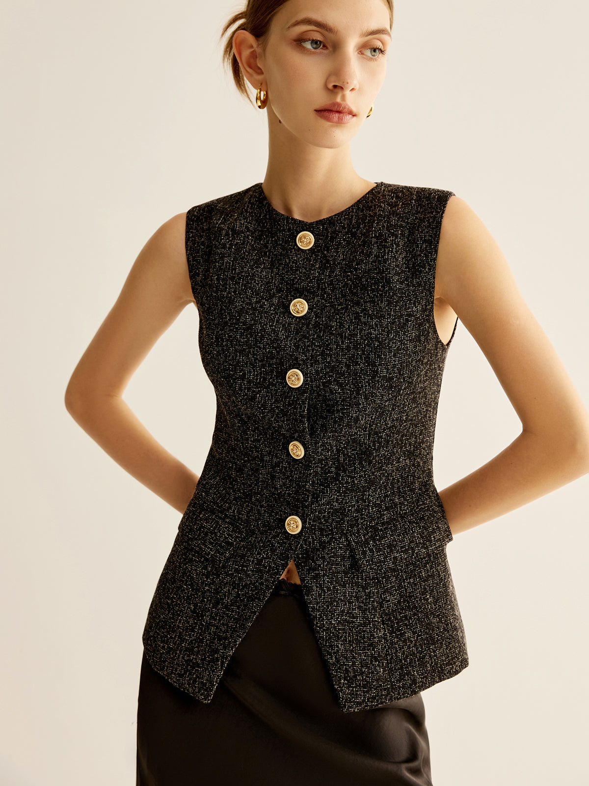 Breasted Piping Split Vest