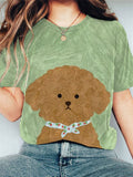 Comstylish Women's Casual Cute Pet Dog Cartoon Print T-shirt