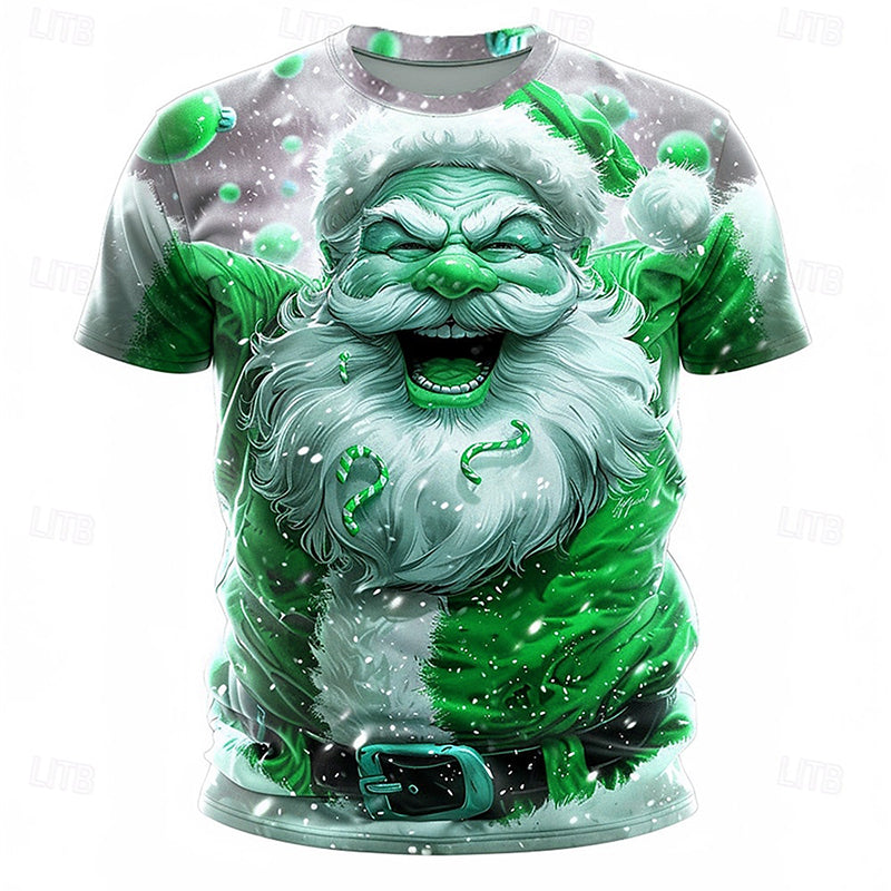 Comstylish Men's Christmas Santa Claus Print Crew Neck Short Sleeve T-shirt