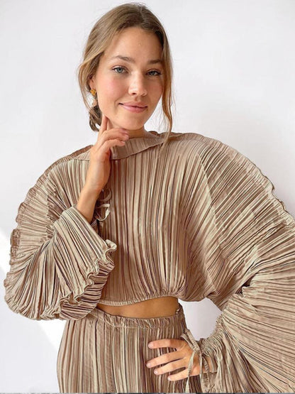 Mabel Plisse Batwing Sleeve Crop Top
